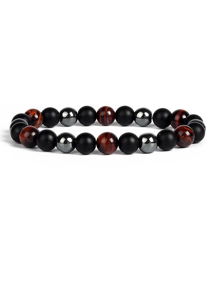 8mm Tarzı No.16 Boyutu Doğal Kaplan Gözü Obsidyen Hematit Boncuk Bileklik Erkekler Için Sağlık Koruma Denge Bilezik Kadınlar Iyileştirme Ruh Takı (Yurt Dışından)