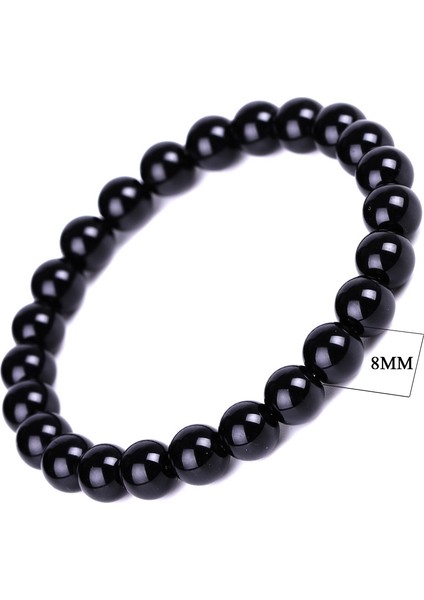 8mm Siyah Turmalin Bileklik Doğal Taş Boncuklu El Yapımı Bileklik Erkek Kadın Takı Enerji Taş Hediye (Yurt Dışından)