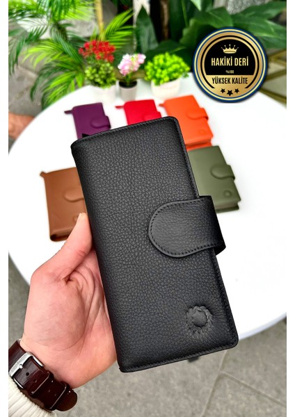 Bayern Siyah Hakiki Deri Ultra Kullanışlı Kadın Cüzdan
