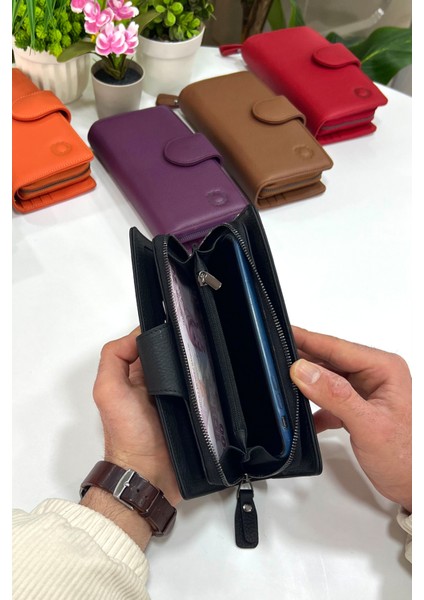 Bayern Siyah Hakiki Deri Ultra Kullanışlı Kadın Cüzdan