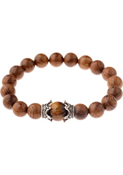 ABJ050-1 Oıqueı Doğal Ahşap Boncuklu Yoga Bileklik Erkek Elastik Budist Dua Buddha Bilezikler & Bilezikler Takı Pulsera Hombre (Yurt Dışından)