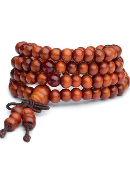No.4 Boyutu 6mm Doğal Sandal Ağacı Budist Buddha Meditasyon Ahşap Tesbih Bileklik Kadın Erkek Takı 108 Boncuk Bijuteri (Yurt Dışından)