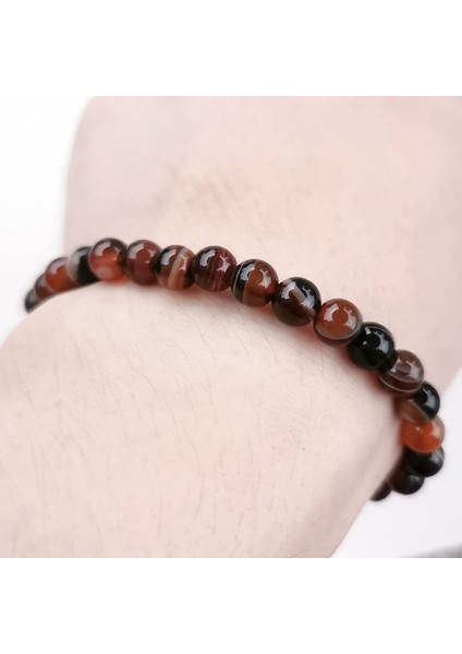 17CM Tarzı Rüya Rengi Oniks Kadın Erkek Kaplan Gözü Pembe Kristal Volkanik Taş Akik Doğal Boncuklu Yoga Esnek Bileklik - 6mm Minimalist Doğal Bilezik (Yurt Dışından)