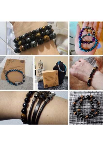23CM Tarzı Oniks 1 42 Kds Buddha Kafa Bileziği Erkek Doğal Çakra Şanslı Kaplan Gözü Dzi Agat Taş Boncuk Bilezik Vintage Elastik Pulsera Kadın Takı (Yurt Dışından) fırsatları