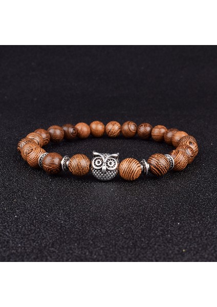 No.34 Beden Doğal Ahşap Baykuş Bilezik Erkekler Meditasyon Millettia Laurentii Boncuk Bilezik Kadınlar Dua Takı Çakra Yoga Bilezikler (Yurt Dışından)