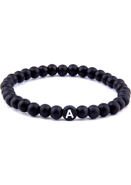 21CM Tarzı N Yeni Moda Ilk Harf Boncuk Bilezikler Mat Siyah Hematit Cam Boncuk Bilezik Harf Kolye Çift Bilezikler Için Kullanım (Yurt Dışından) modelleri