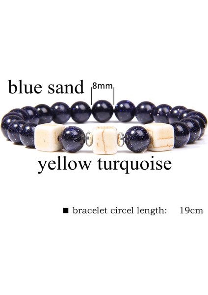 19CM Tarzı 7 Mavi Kum Doğal Howlite Gül Kuvarsı Kristal Aytaşı Bileklik Kadınlar Için Çakralar Boncuklu Bilezik Kadınlar Için Yoga Enerjisi Takı Браслет (Yurt Dışından)