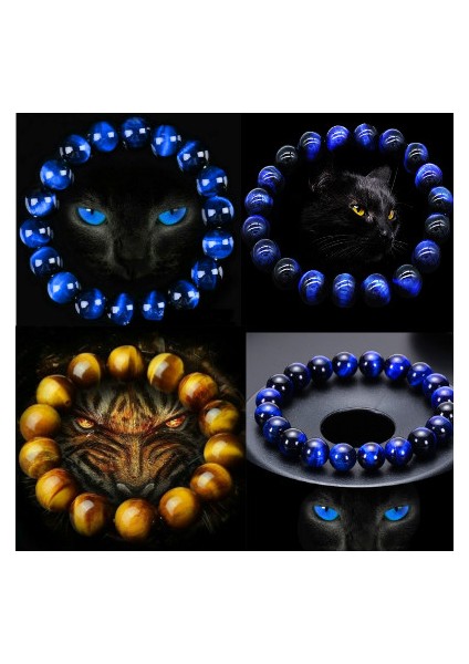 12 mm Tarzı Sarı Erkek Kadın Doğal Kaplan Gözü Taş Boncuklu Bilezikler Buddha Bilezikler Unisex Göz Alıcı Mavi Kaplan Gözü Bilezikler (Yurt Dışından)