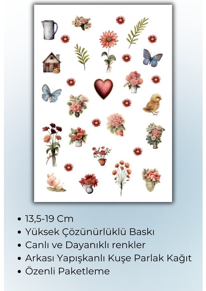 Çiçek Temalı Sticker Planner Ajanda Bullet Journal Için Uygun fiyatları