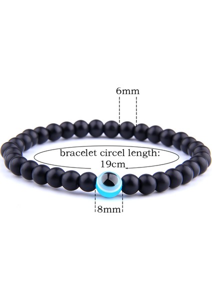 23CM Tarzı Mavi Cilalı Siyah Oniks Bileklik Erkek Kötü Göz Boncuk Taş Bileklik Erkek Moda Takı Buddha Sağlık Dengesi Yoga Reiki Bileziği (Yurt Dışından) fırsatları