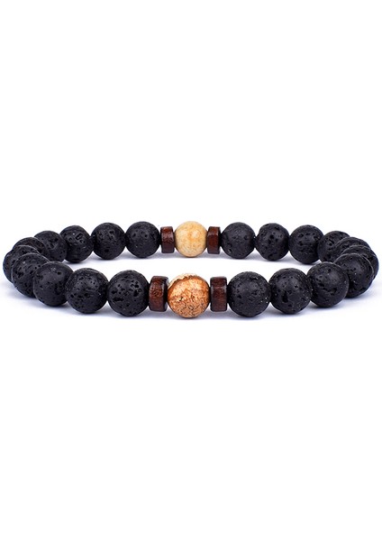 17CM Tarzı 37 Numara Erkekler Için Lava Difüzör Bilezik Doğal Ay Taşı Boncuklu Tibet Buddha Bileklik Volkanik Taş Çakra Bilezik Erkek Takı Hediye (Yurt Dışından)