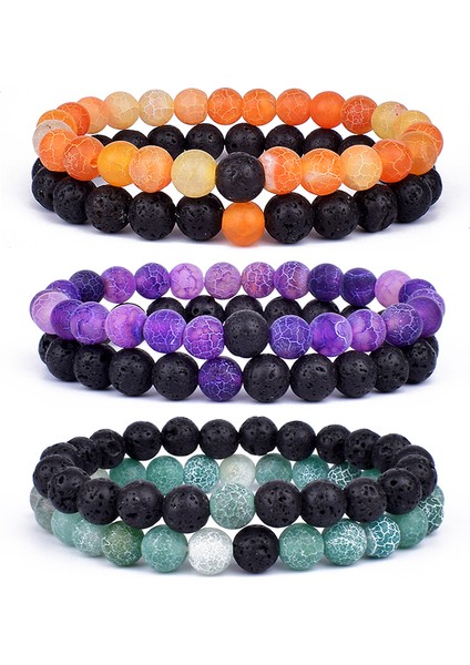 6mm Mat-Mavi Set Bileklik Çiftler Mesafe Siyah Beyaz Doğal Lav Taşı Kaplan Gözü Boncuklu Yoga Bilezikleri Erkek Kadınlar Için Esnek Halat Takı (Yurt Dışından) fırsatları