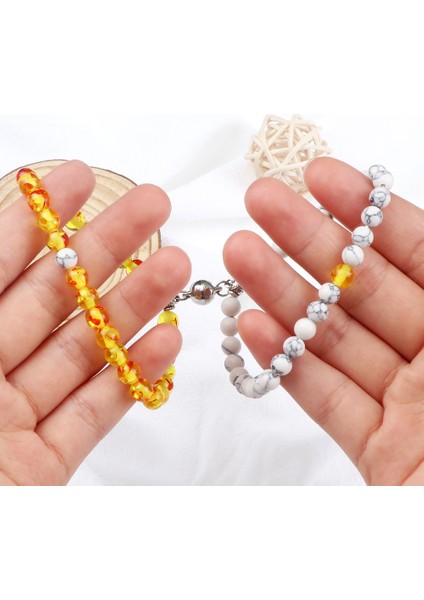 Stil 2 Çiftler Manyetik Kolye Bilezik 6mm Lav Taşı Torkuaz Arasıcı Doğal Taş Bileklikler El Yapımı Anlamlı Pulsera Hediye Yeni (Yurt Dışından) indirimleri