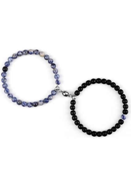 Stil 6 Çiftler Manyetik Kolye Bilezik 6mm Lav Taşı Torkuaz Arasıcı Doğal Taş Bileklikler El Yapımı Anlamlı Pulsera Hediye Yeni (Yurt Dışından)