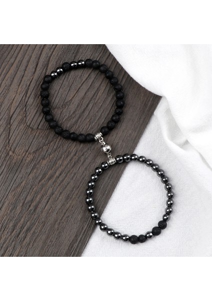 Stil 6 Çiftler Manyetik Kolye Bilezik 6mm Lav Taşı Torkuaz Arasıcı Doğal Taş Bileklikler El Yapımı Anlamlı Pulsera Hediye Yeni (Yurt Dışından) fiyatları