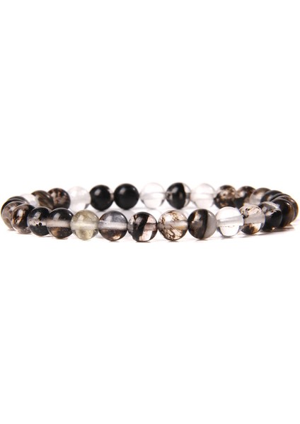 Karpuz Taşı Küçük Taş Boncuk Bilezik Erkek Kadın El Yapımı Siyah Labradorit Gerdirilebilir Bilezikler Femme Beyaz Howlit Opalit Bilezik Homme (Yurt Dışından)