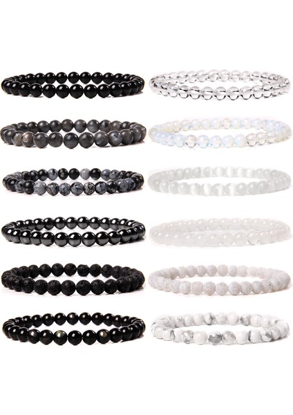 Karpuz Taşı Küçük Taş Boncuk Bilezik Erkek Kadın El Yapımı Siyah Labradorit Gerdirilebilir Bilezikler Femme Beyaz Howlit Opalit Bilezik Homme (Yurt Dışından) fiyatları