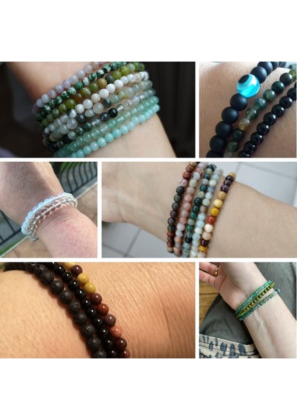 Karpuz Taşı Küçük Taş Boncuk Bilezik Erkek Kadın El Yapımı Siyah Labradorit Gerdirilebilir Bilezikler Femme Beyaz Howlit Opalit Bilezik Homme (Yurt Dışından) modelleri