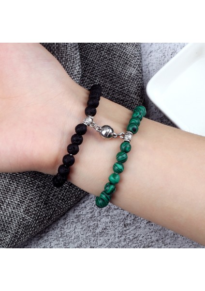 Stil 6 Çiftler Manyetik Kolye Bilezik 6mm Lav Taşı Torkuaz Arasıcı Doğal Taş Bileklikler El Yapımı Anlamlı Pulsera Hediye Yeni (Yurt Dışından) modelleri