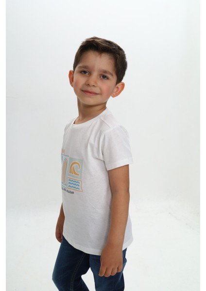 Erkek Çocuk Surf Tema Baskılı Tişört