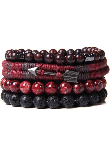 FD4362 Vintage Katmanlı Erkek Bileklik Doğal Taş Lava Boncuklu Oklu Bilezik Moda Siyah Ok Kolye Bilezik Takı Erkek Kadın (Yurt Dışından) fiyatları