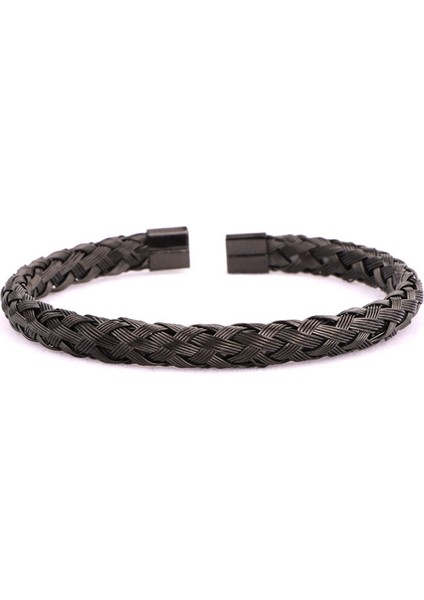 Siyah Bileklik Yüksek Kaliteli Erkek Takı Altın Bilezik Paslanmaz Çelik Mavi Roma Kaplan Gözü Taşlı Cz Toplu Makrome Bilezik Bileziği Erkek (Yurt Dışından)