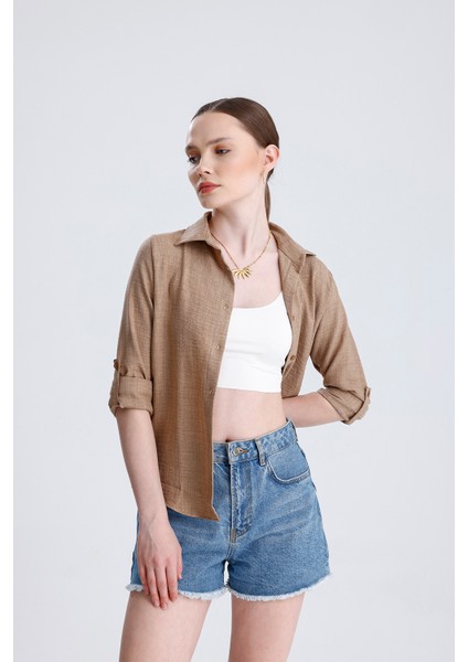 | Kadın Oversize Basic Gömlek - Rahat Kalıp, Düğmeli Uzun Kollu Günlük Gömlek