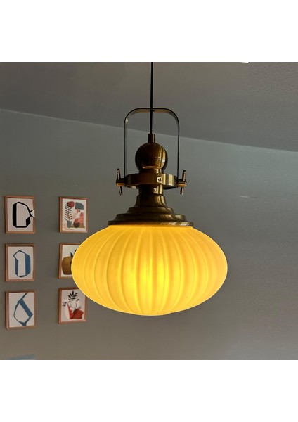 Elegant Beyaz Cam Tekli Avize Eskitme Başlık Retro Sarkıt Lamba Restoran Salon Aydınlatma