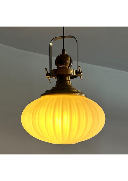 Elegant Beyaz Cam Tekli Avize Eskitme Başlık Retro Sarkıt Lamba Restoran Salon Aydınlatma