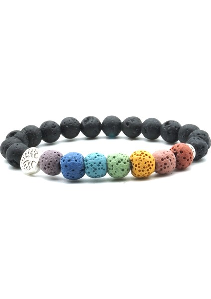 19CM Tarzı H Ahşap Lav Boncukları Yaşam Ağacı 8mm Renkli Yedi Çakra Siyah Lav Taşı Bileklik Kendin Yap Aromaterapi Esansiyel Yağ Difüzör Bileklik Yoga Takı (Yurt Dışından) fırsatları