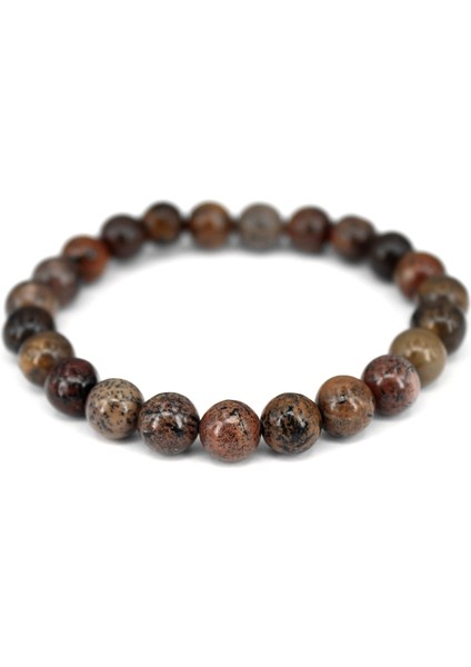18CM Tarzı Yosun Jasper 8mm Şans Taşı Iyileştirici Doğal Taş Bileklik Erkek Kadın Kristal Jaspis Kuvars Sevgililer Hediye Takı (Yurt Dışından)
