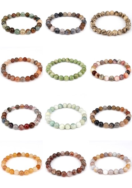 18CM Tarzı Yosun Jasper 8mm Şans Taşı Iyileştirici Doğal Taş Bileklik Erkek Kadın Kristal Jaspis Kuvars Sevgililer Hediye Takı (Yurt Dışından) fiyatları