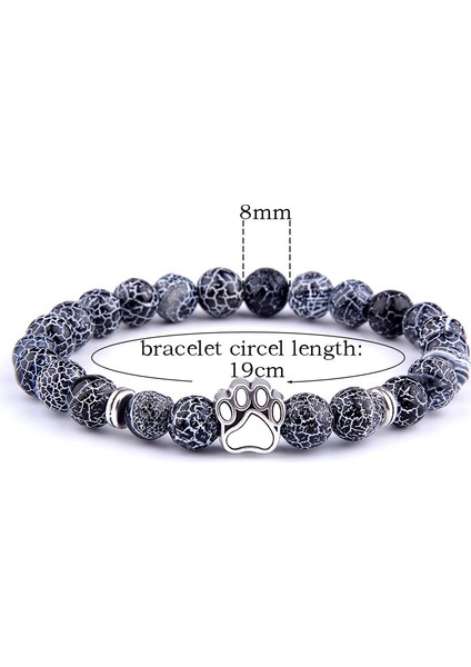 21CM Tarzı Oniks Erkek Bileklik Hava Agat Bilezik Kadınlar Köpek Patisi Gümüş Kaplama Bilezik Femme Doğa Enerjisi Taş Boncuk Pulsera Takı (Yurt Dışından) fırsatları