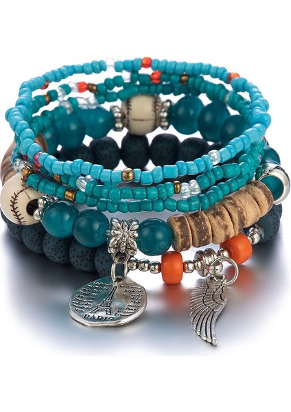 Mhm-05-04-03-03 Bohem Tarzı Kadın Moda Bileklik Takı 4 Parça Boncuklu Kristal Bilezik Seti (Yurt Dışından)