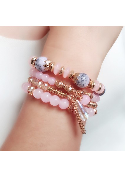 Mhm-05-04-03-03 Bohem Tarzı Kadın Moda Bileklik Takı 4 Parça Boncuklu Kristal Bilezik Seti (Yurt Dışından) indirimleri