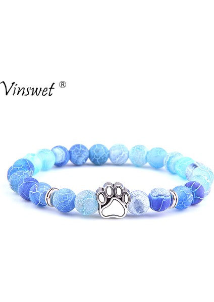 23CM Tarzı Siyah Tabanca Kaplama Erkek Bileklik Hava Agat Bilezik Kadınlar Köpek Patisi Gümüş Kaplama Bilezik Femme Doğa Enerjisi Taş Boncuk Pulsera Takı (Yurt Dışından) fiyatları