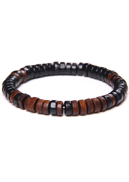 23CM Tarzı No.1 Boyutu Budizm Rondelle Tibet Ahşap Boncuklu Bileklik Erkek Kahverengi Abaküs Boncuklu Bilezik Esnek Vintage Meditasyon Takı Kadınlar Pulsera (Yurt Dışından)