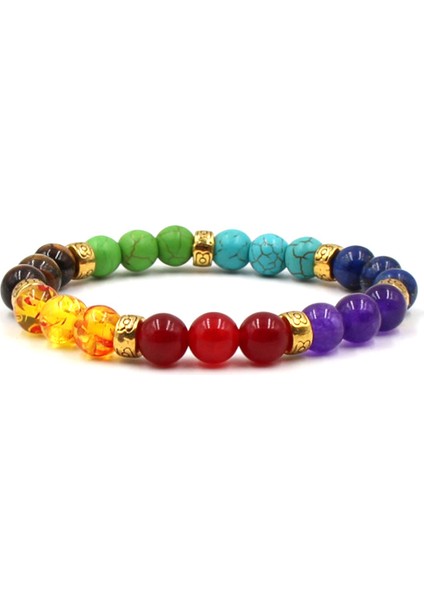 B0893C Doğal Taş Boncuklu Bilezik Kadın Erkek Çakra Taşları Bilezik Hint Yoga Bilezik Kadın Sağlıklı Taş Boncuklu Takı (Yurt Dışından)