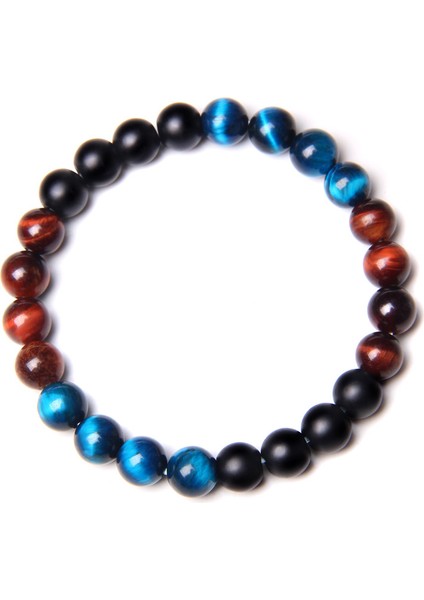 19CM Tarzı No.21 Boyutu Doğal Kaplan Gözü Taşı Erkek Boncuklu Bileklik Paslanmaz Çelik Hematit & Siyah Obsidyen Taşı Mıknatıslı Bilezik Erkek (Yurt Dışından)