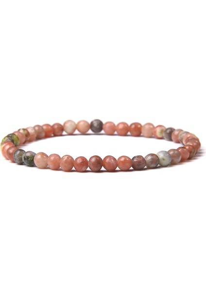 19CM Tarzı Erik Çiçeği Taşı 4mm Doğal Taş Lapis Lazuli Boncuklu Esnek Bileklik Moda Yuvarlak Boncuklu Bilezik Kadın Erkek Yoga Takı Hediye (Yurt Dışından)