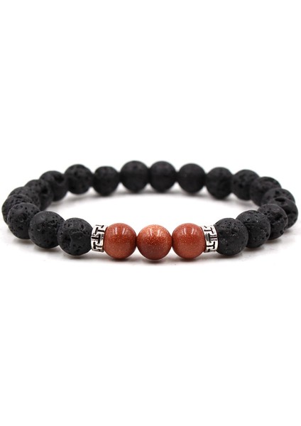 No.8 Boyutu Doğal Taş Çakra Bilezik Siyah Lava Boncuklu Kadın ve Erkekler Için Dengeli Yoga Bileziği Püskül Feminina Buddha Dua Takı (Yurt Dışından)