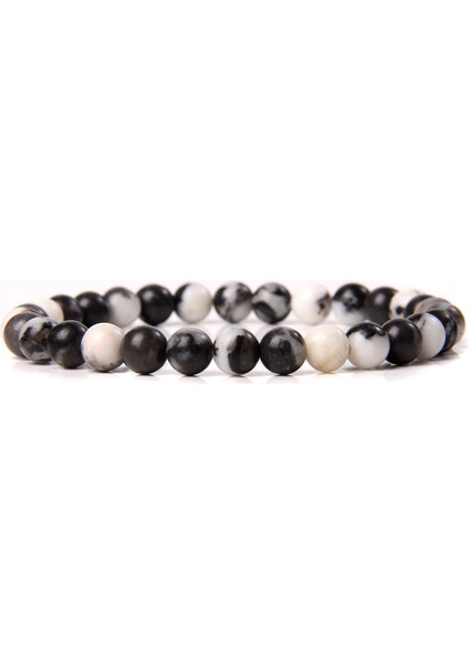 17CM Tarzı 22.siyah Zebra Doğal Taş Bileklik 6mm Boncuk Aventurin Kuvars Sitrin Jades Güneştaşı Bilezik El Yapımı Takı Bilezik Kadınlar ve Erkekler Için (Yurt Dışından)