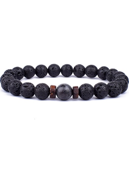 21CM Tarzı No.3 Boyutu Erkekler Için Lava Difüzör Bilezik Doğal Ay Taşı Boncuklu Tibet Buddha Bileklik Volkanik Taş Çakra Bilezik Erkek Takı Hediye (Yurt Dışından)