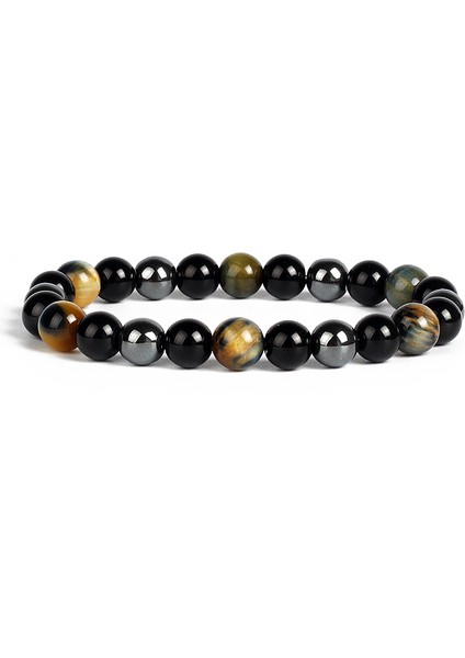 10 mm Tarzı No.5 Boyutu Doğal Kaplan Gözü Obsidyen Hematit Boncuk Bileklik Erkekler Için Sağlık Koruma Denge Bilezik Kadınlar Iyileştirme Ruh Takı (Yurt Dışından)