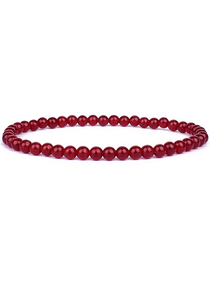 4MMBEADS-17CM Tarzı Kırmızı AKIK14 Doğal Yuvarlak Akik Oniks Taş Esnek Bileklik Kadın Erkek El Yapımı Yoga Takıları (Yurt Dışından)