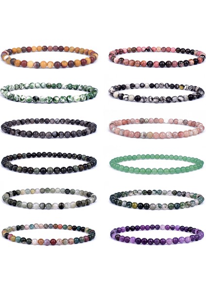 4MMBEADS-21CM Tarzı Oniks Enerji Şans Bileklik Doğal Taş Boncuk Yoga Iyileştirici Bilezik Kadınlar ve Erkekler Için En Iyi Arkadaş Hediyesi (Yurt Dışından)