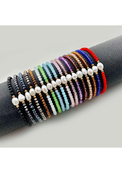 Kırmızı Kadınlar Için Paslanmaz Çelik Boncuklu Taze Su Incisi Bileklik Bildiren El Yapımı Takı ile Bohem Cam Bilezik - Esnek (Yurt Dışından) fiyatları