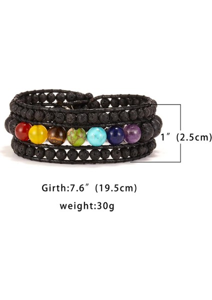 19.5cm Tarzı BR18Y0557 Doğal Taş Bileklik El Yapımı 7 Çakra Sarma Bileklik Siyah Lav Taşı Bilezik 3 Iplikli Halat Örgülü Bilezik (Yurt Dışından) fırsatları