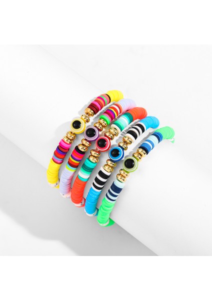 B280-3 Kadınlar Için Boho Tarzı Büyük Çok Katmanlı Çok Renkli Boncuklu Bileklik Seti Nazar Boncuklu Bilezikler Vintage Etnik Moda Takı (Yurt Dışından)