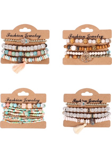 B280-3 Kadınlar Için Boho Tarzı Büyük Çok Katmanlı Çok Renkli Boncuklu Bileklik Seti Nazar Boncuklu Bilezikler Vintage Etnik Moda Takı (Yurt Dışından) fiyatları